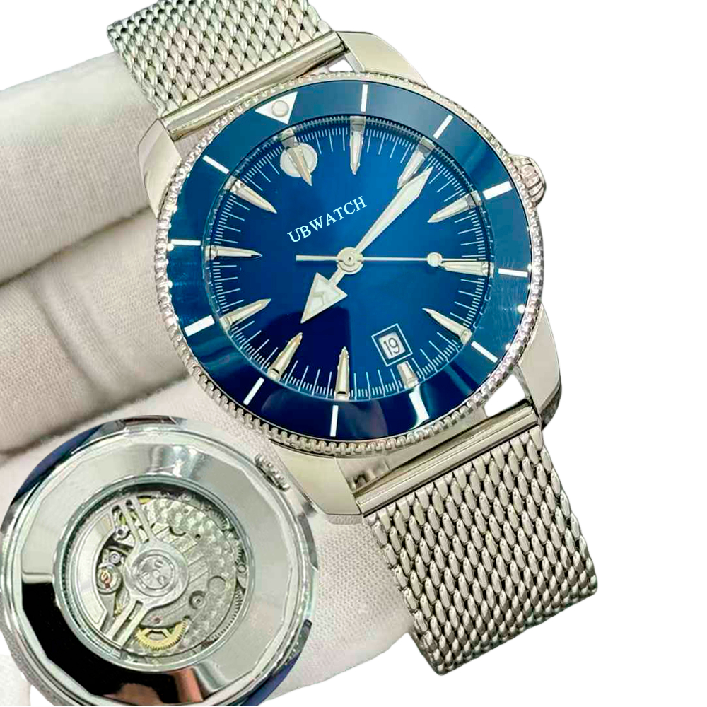 Luxury B1 New Super ocean Heritage Automatic Glass Back Stainless Steel Dial Mens Watches Stainless Steel Top