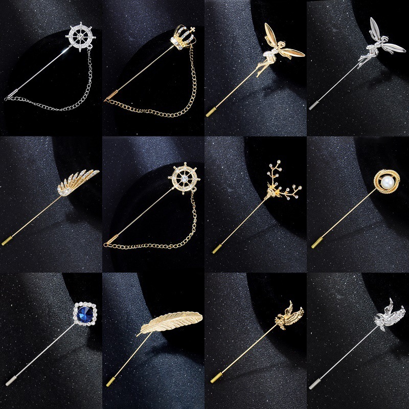 Korean Style Trendy Men's Brooch Vintage Brooch Unisex Small Suit Insert Brooch Accessories One-word Pin Brooch