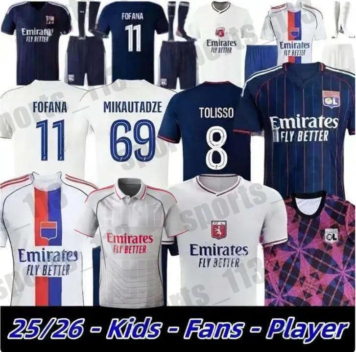 25 26 Maillot Lyon Soccer Jerseys 75-Year 2025 2026 Olympique Lyonnais Football Jersey OL 3rd Fourth Shirts CHERKI Mikautadze Men Football Shirt Kids Kits