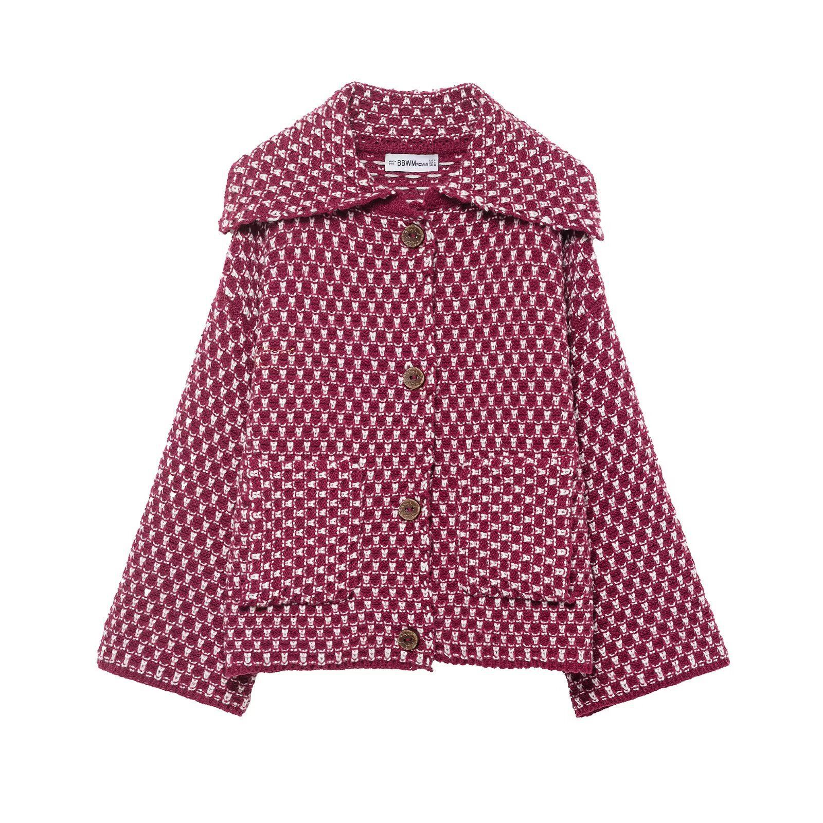 Women's Knits 2025 Autumn Brown Long Sleeve Knitted Cardigans Women Elegant Lapel Single Breasted Loose Sweater Coat Knitwear Korean Style