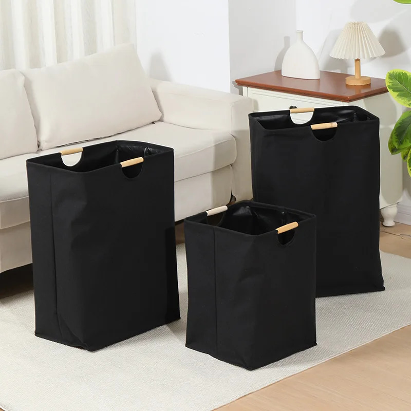 Large Capacity Laundry Basket Portable Dirty Clothes Storage Basket With Handle Black Durable Linen Foldable Laundry Basket 251216