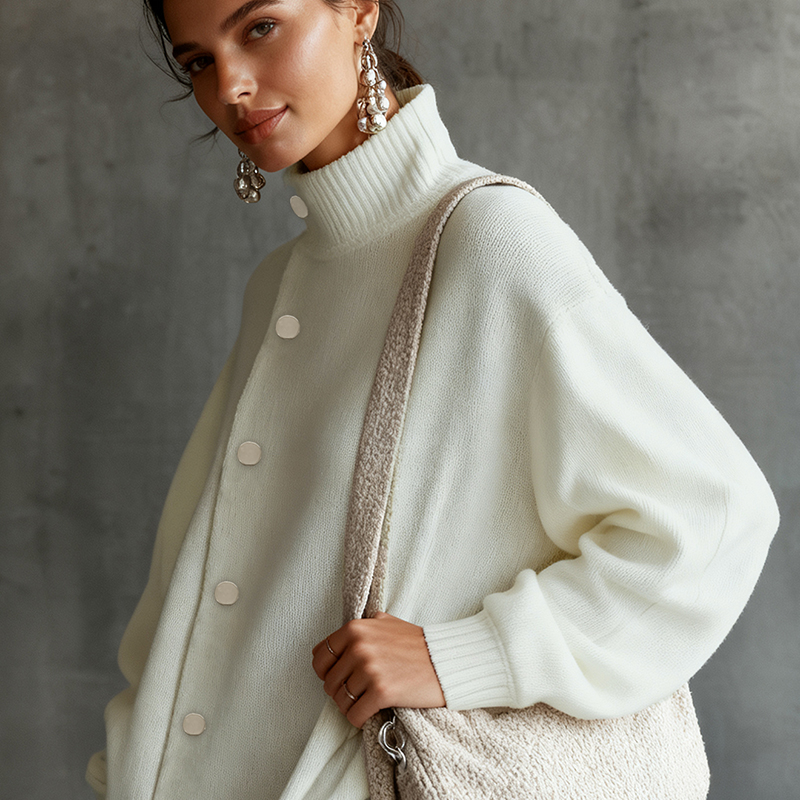 Chic Street Style Women's Knitwear: Comfortable Solid Colored Long Sleeve Sweaters for Daily Wear & Holidays AMX025