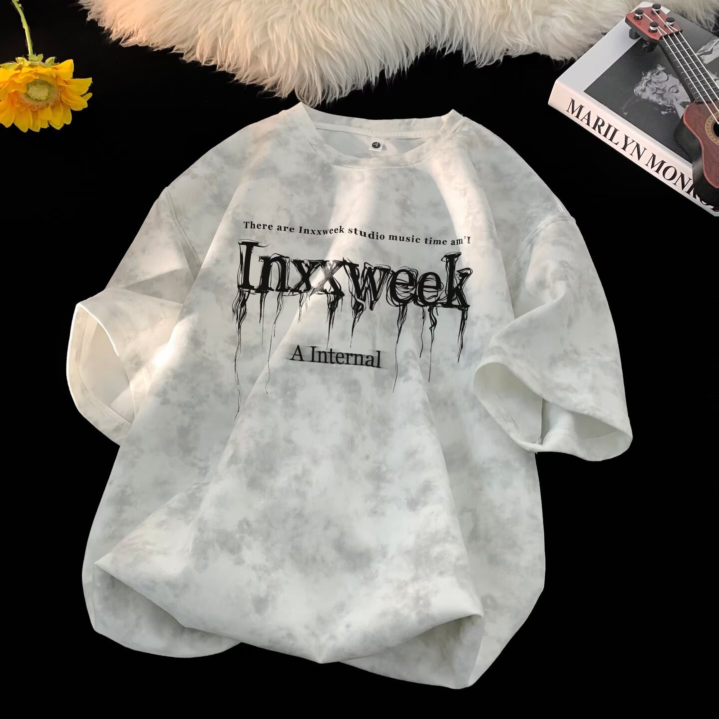 American Tie-Dye Men's Short-Sleeve T-Shirt, Summer 2025 New Arrival Distressed Streetwear Casual Loose Breathable Big Size Tee