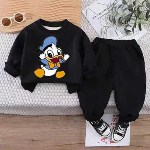 Disney Children's fall-winter stylish two-piece set 2025 Korean style cute cartoon boys' and girls' winter fleece sports suit H250908