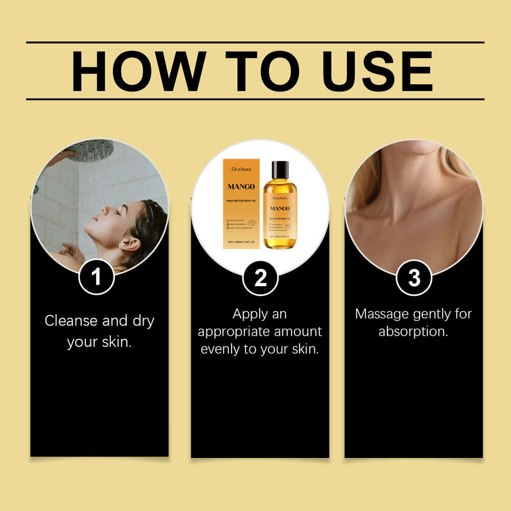 OceAura Mango Shea Butter Nourishing Body Skin Moisturizing Softening Refreshing Non-Sticky Skincare Oil