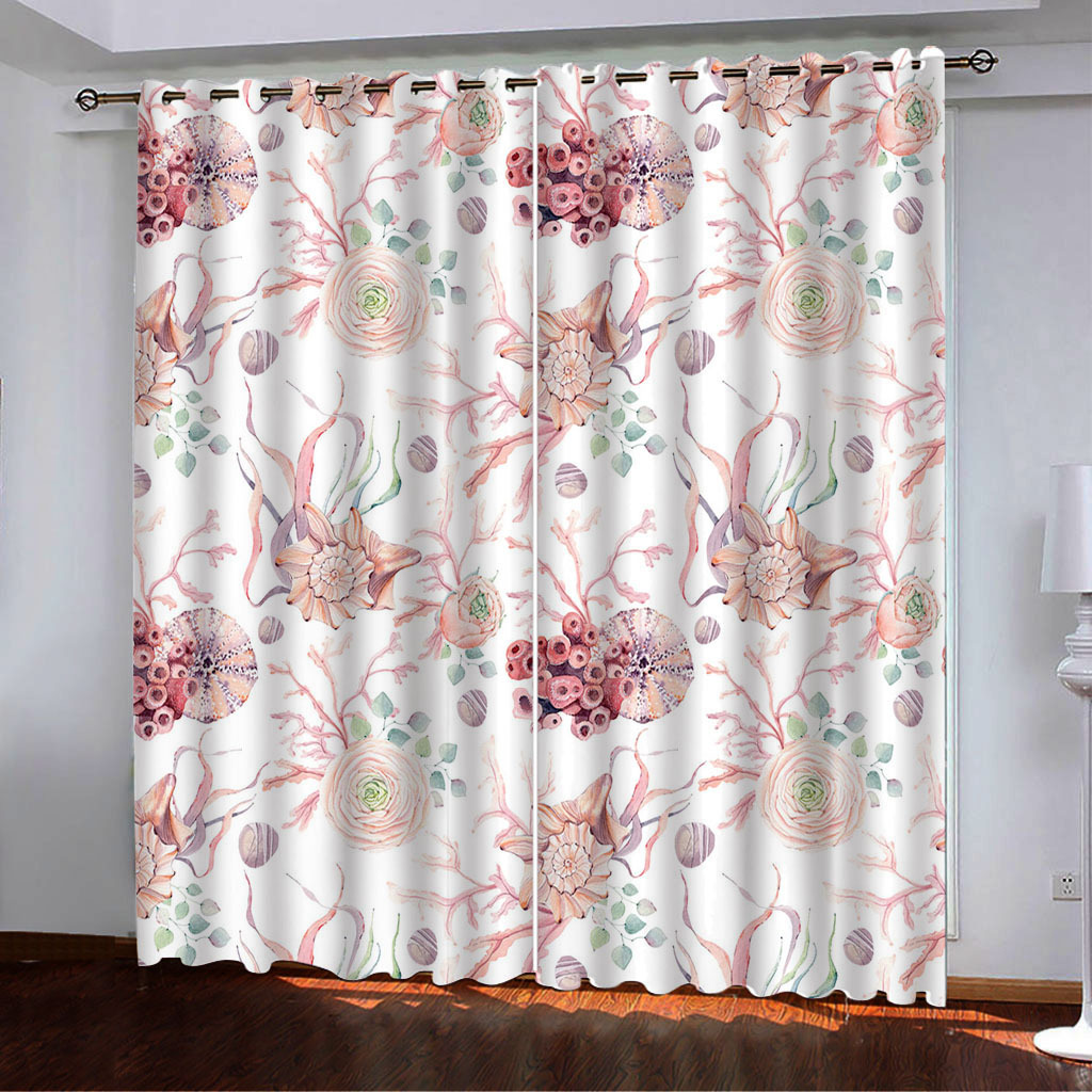 YL-37998 Floral Printed High-Density Blackout Curtain Available for Cross-Border Trade, 3D Digital Printing, Custom Designs Accepted.
