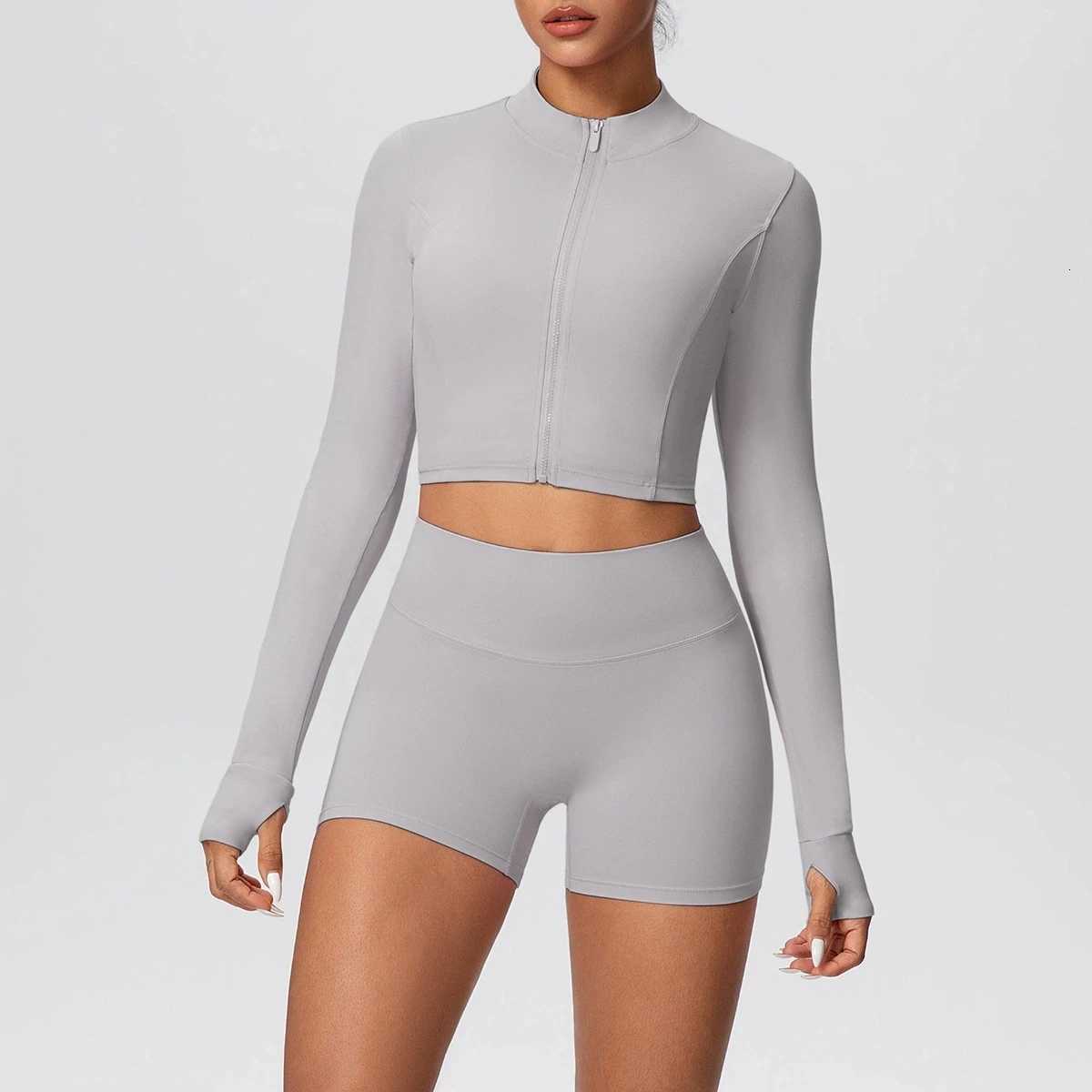 2 Piece Yoga Suit for Womens Fitness Suit Gym Clothes Short Jacket Matching Impact Sports Impact Shorts Workout Sets Gym Outfitt251219