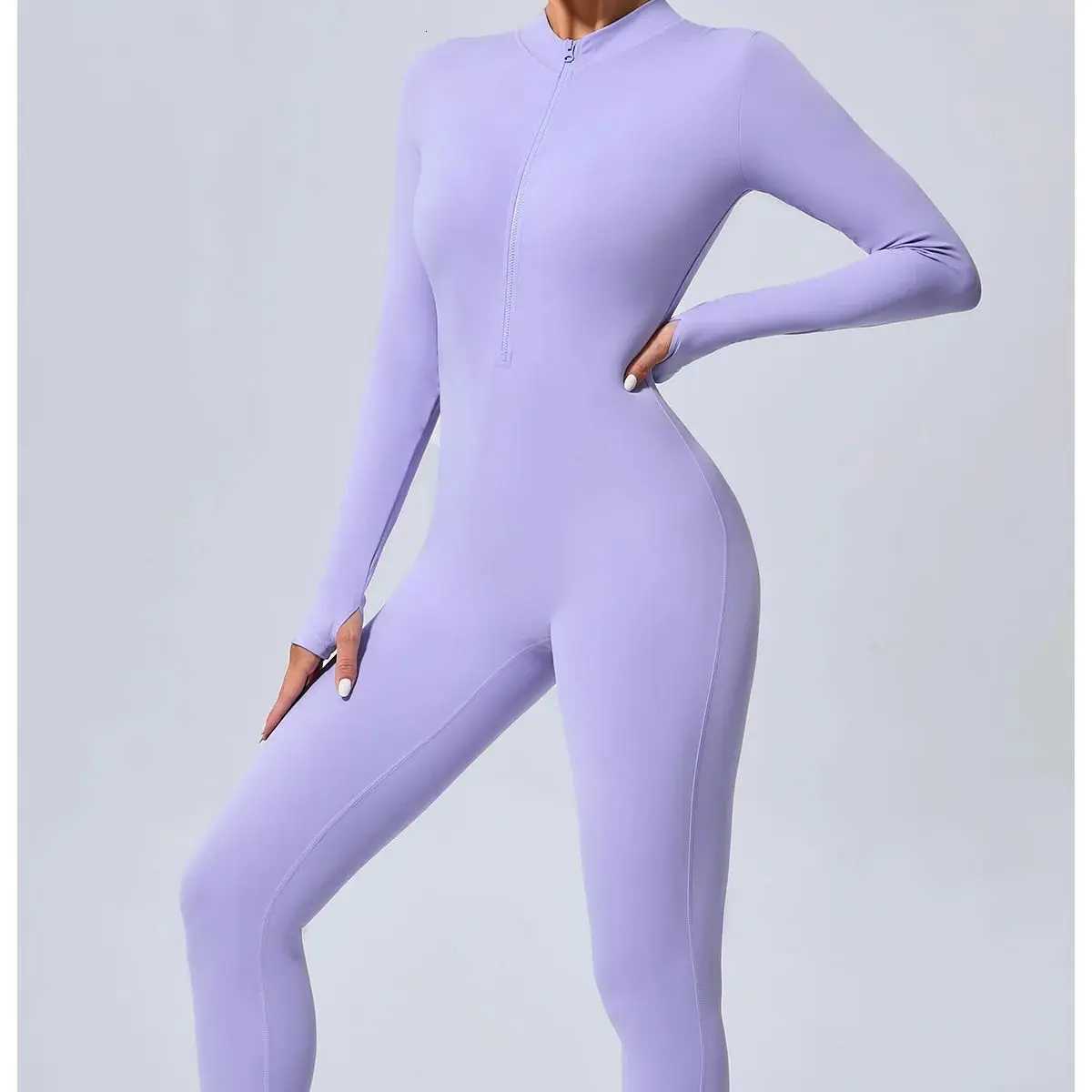 Sportswear Women Without Chest Cushion Jumpsuit with Finger Hole Fitness suit with Half zipper Yoga Jumpsuit Womens One-Piecet251219