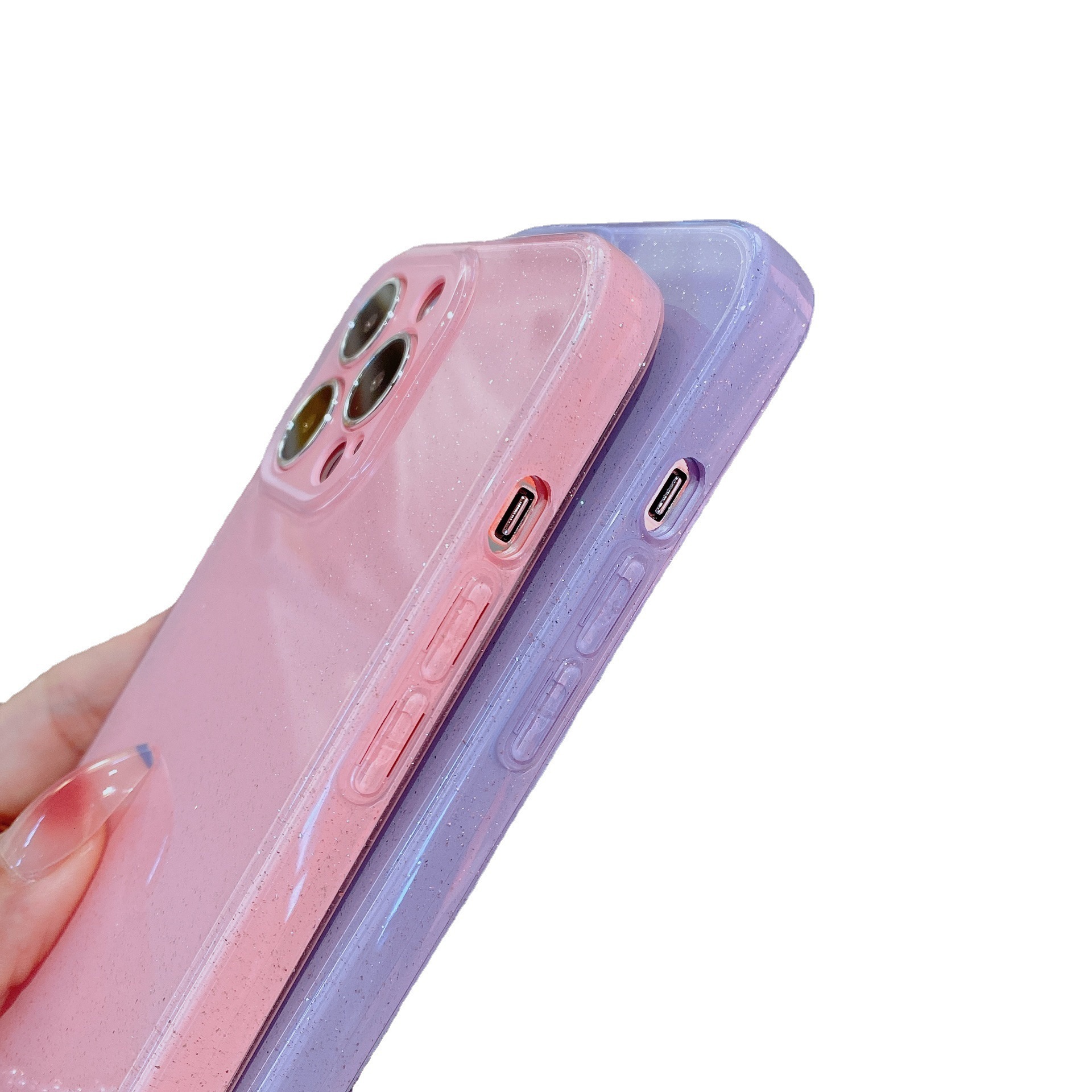 Glitter Jelly Phone Compatible with iPhone 17 Pro Max Apple 16 Soft Case Solid Color 15 Full Coverage 14 Export 13