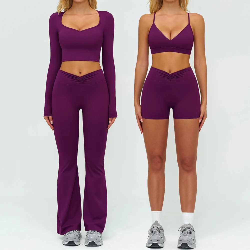 2PCS Yoga Suit Women Tracksuit Sports Outfits Gym Set Running Workout Clothes Long Sleeve Sports Bra Athletic Wear Yoga Clothingt251219