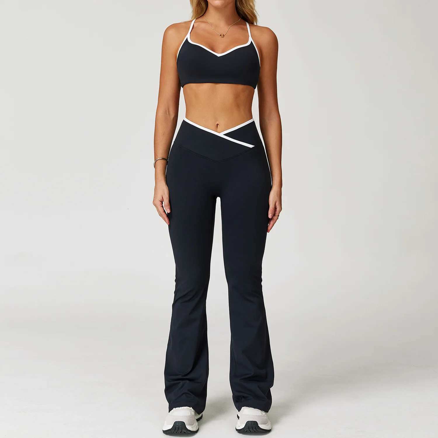 Womens Clothes Yoga Set 2 Pieces Workout Tracksuit Sportswear Gym Clothing High Waist Bell-bottoms Sexy Fitness Bta Sports Suitt251219