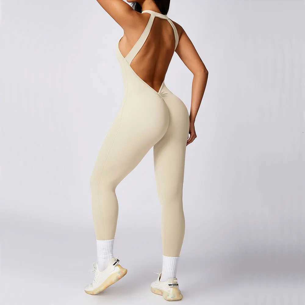 Romper Backless Set Workout Jumpsuit Fitness Bodysuit Siamese Sportswear Women Tracksuit Gym Clothes One-piece Playsuit Yoga Sett251219