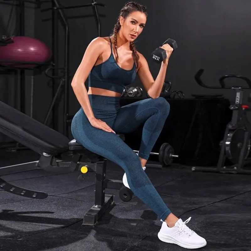 2 Pieces Womens Tracksuit Seamless Yoga Set Workout Sportswear Gym Clothing High Waist Leggings Fitness Sports Suitst251219