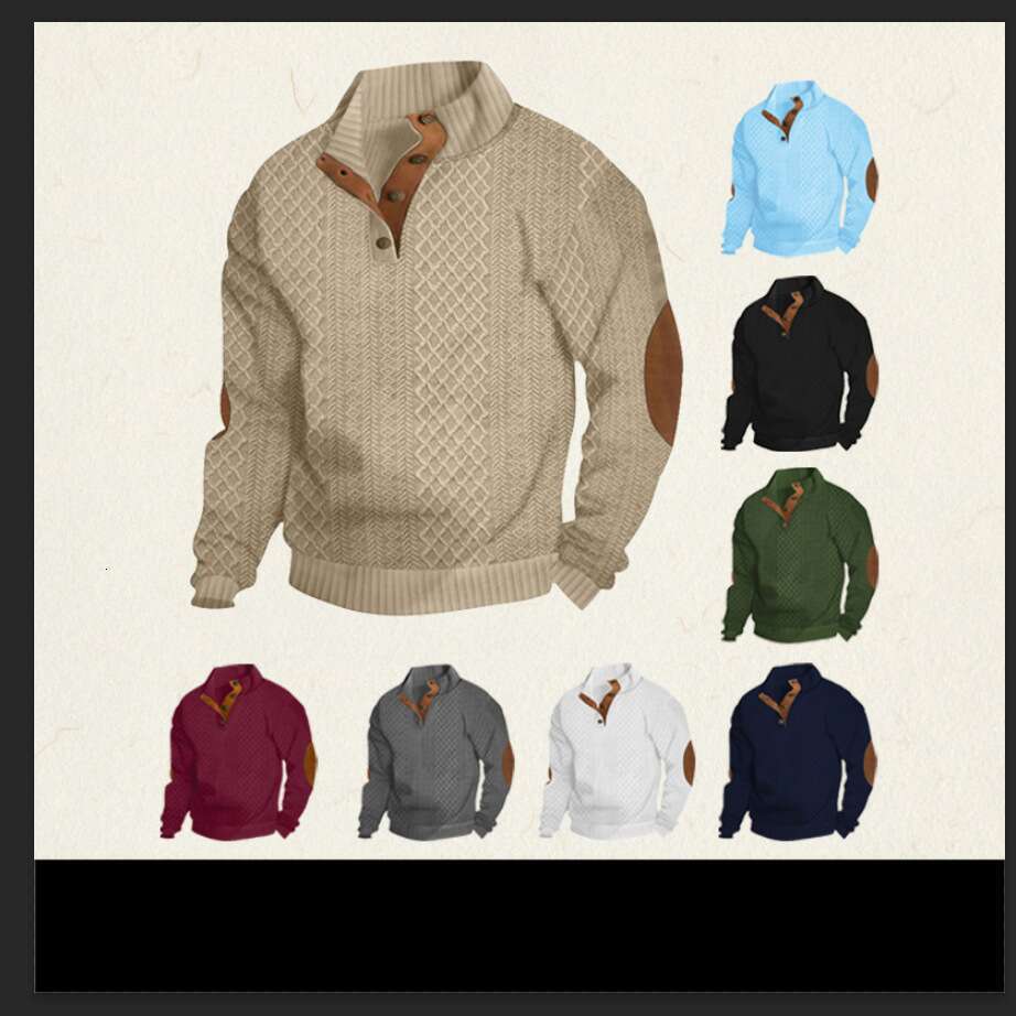 2025 Spring and Autumn Fashion Cross-Border European Size Hot-Selling Men's Stand Collar Long Sleeve Casual Outdoor Sweatshirt Jacquard Knitwear