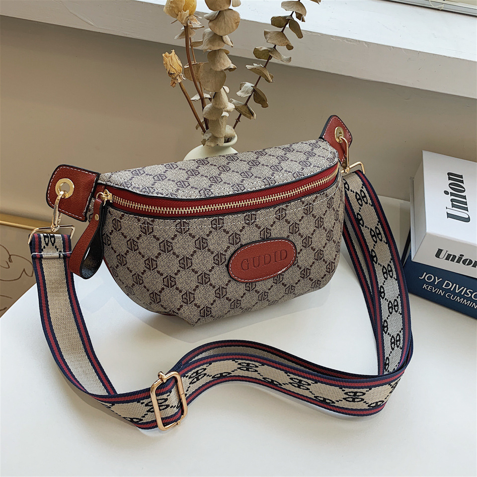 Fashion Retro Women's Chest Bag, High-Quality Shoulder Bag, Crossbody Bag, Designer Handbag, Luxury Crossbody Bag, Printed Color-Block Tote Bag