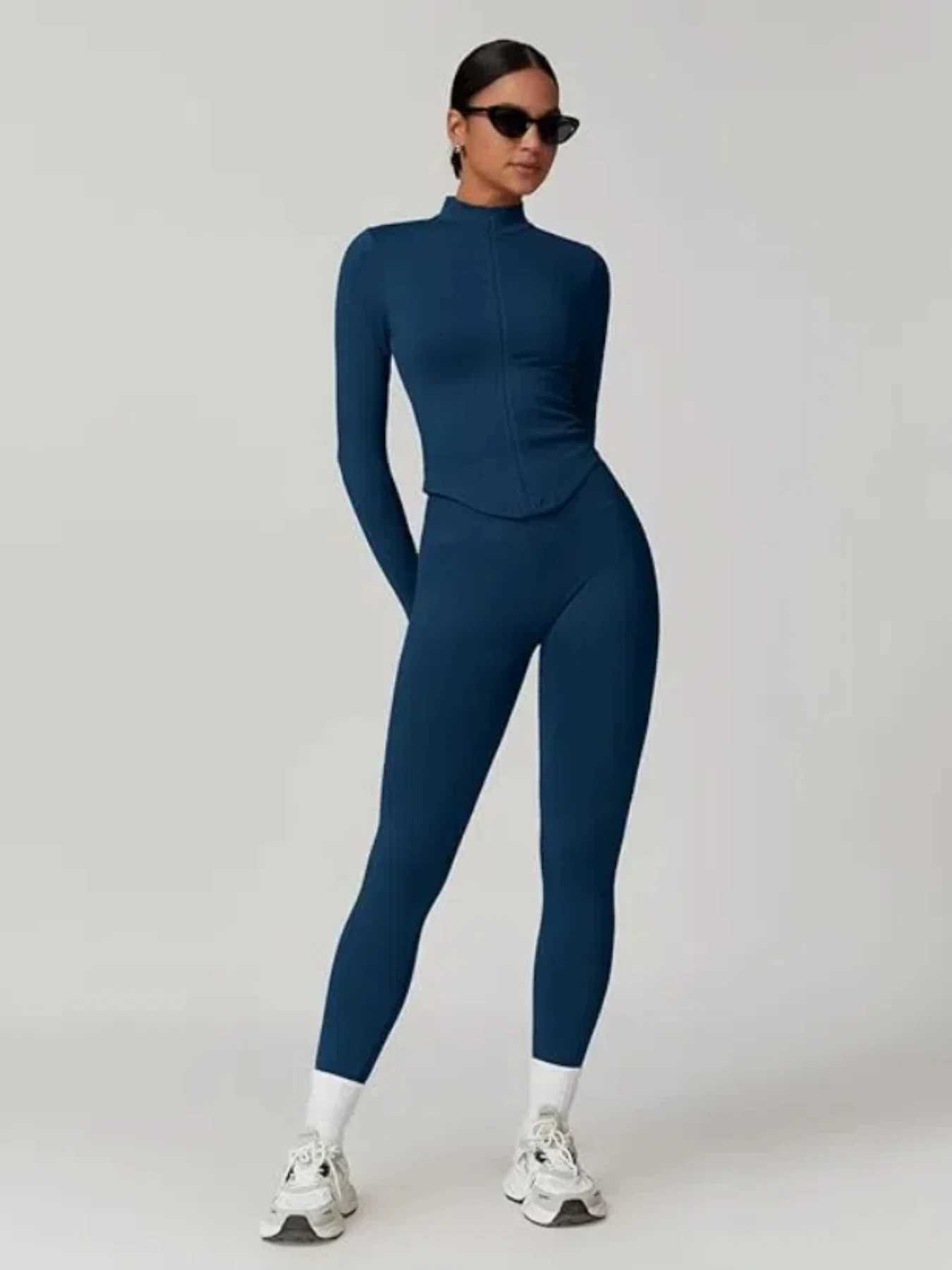 Zipper Stand Collor Jacket Women Crop Tops Yoga Solid Sports Top Long Sleeve Running Sexy Quick Dry Fitness Gym Sport Weart251219