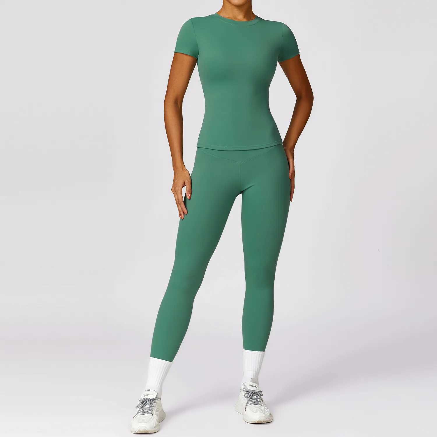 Yoga Set 2 Pieces Women Tracksuits Workout Sportswear Gym Clothing Fitness Long Sleeve Crop Top High Waist Leggings Sports Suitst251219