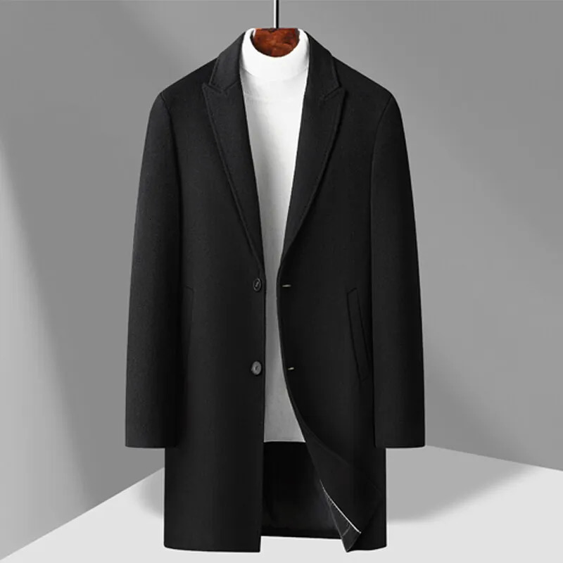 758 Sheep Wool Outdoor Mens Fashion Everything Trend British Style Business Windbreaker Medium Long Woolen Coat 251219