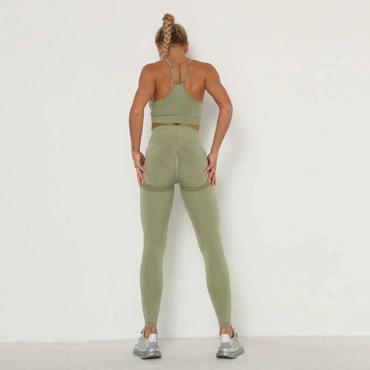 2 Piece Women Sport Suit Yoga Set Gym Vest Workout Clothes Bras Fitness Crop Top High Waist Energy Seamless Leggingst251219