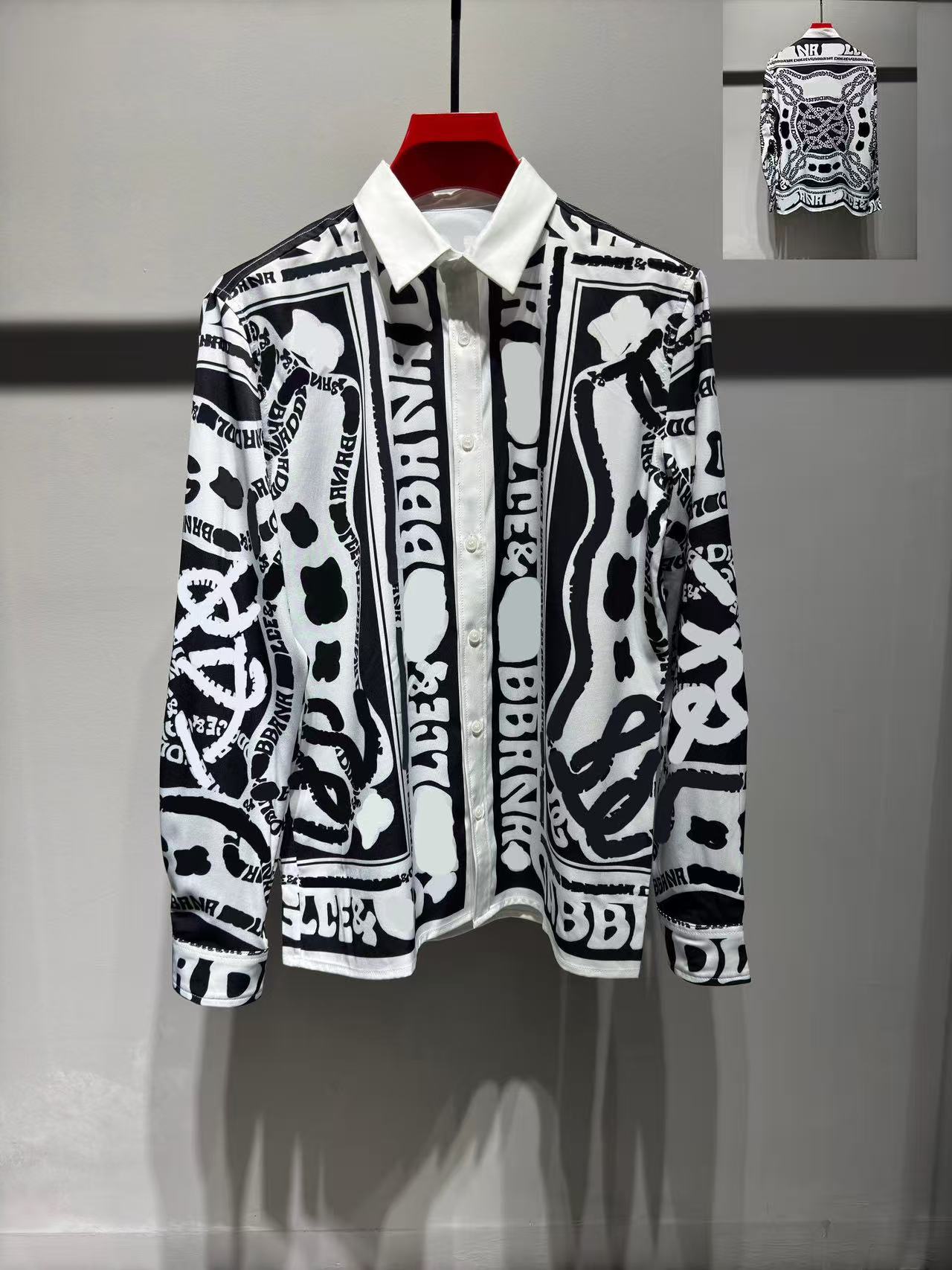 New Luxury Designer Shirt Mens Dress Shirt Slim Fit Long Sleeved Shirt Fashion Brand Print Designer Button Up Shirt