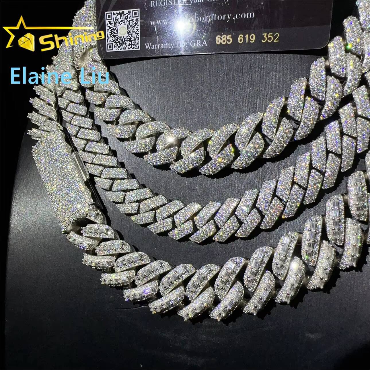 15mm 16mm 20mm Sterling Silver 925 VVS Moissanite Diamond Hip Hop Jewelry Iced Out Miami Cuban Link Chain Necklace