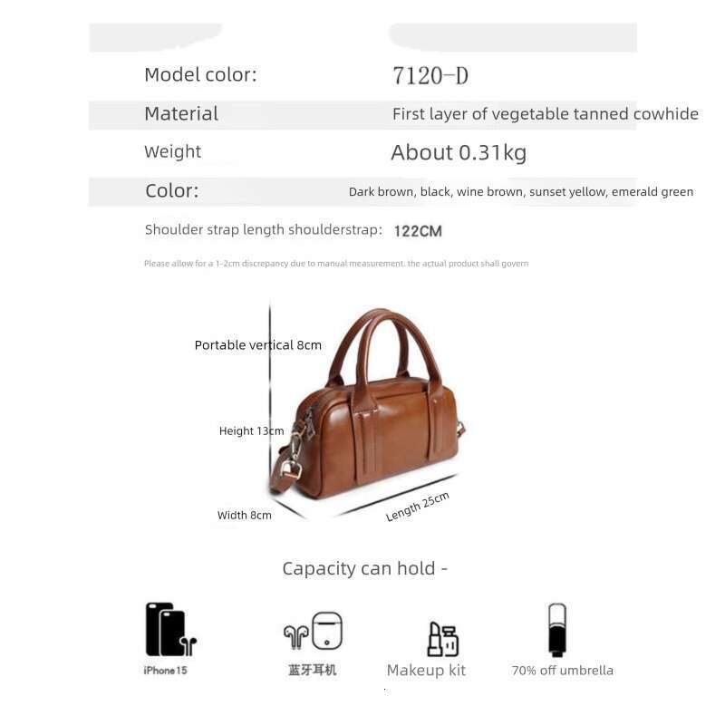 Luxury bag designer bag handbag Hobo top layer vegetable tanned cowhide pillow bag hand-held new trendy versatile leather Boston women's bag shou
