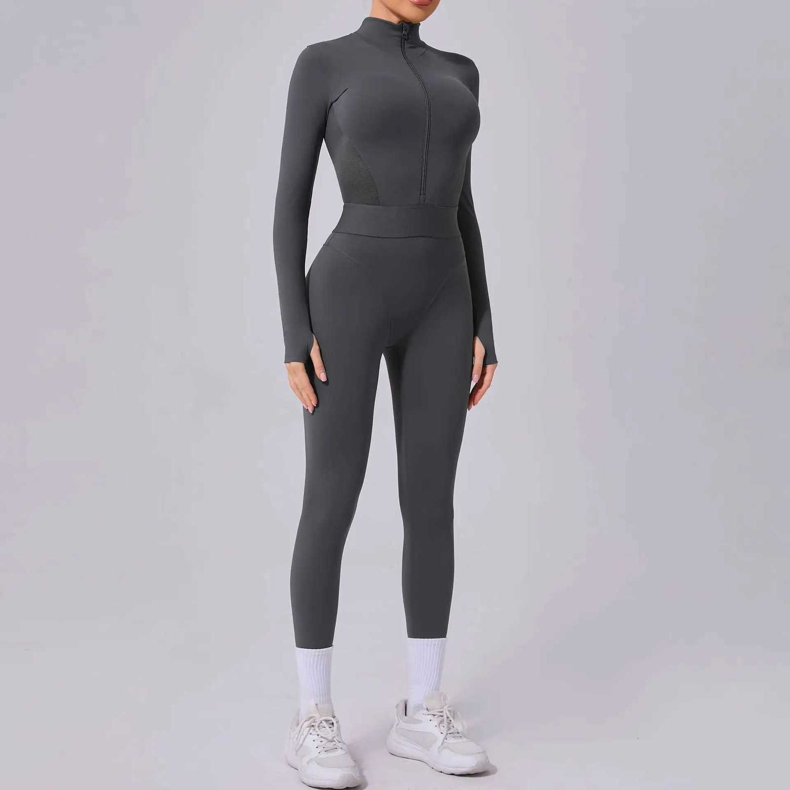 Women Sports Suit Yoga Clothing Long Sleeve Training Suits One-Piece Suit with Women Legging Fitness Top Long Sleeve Sports Sett251219