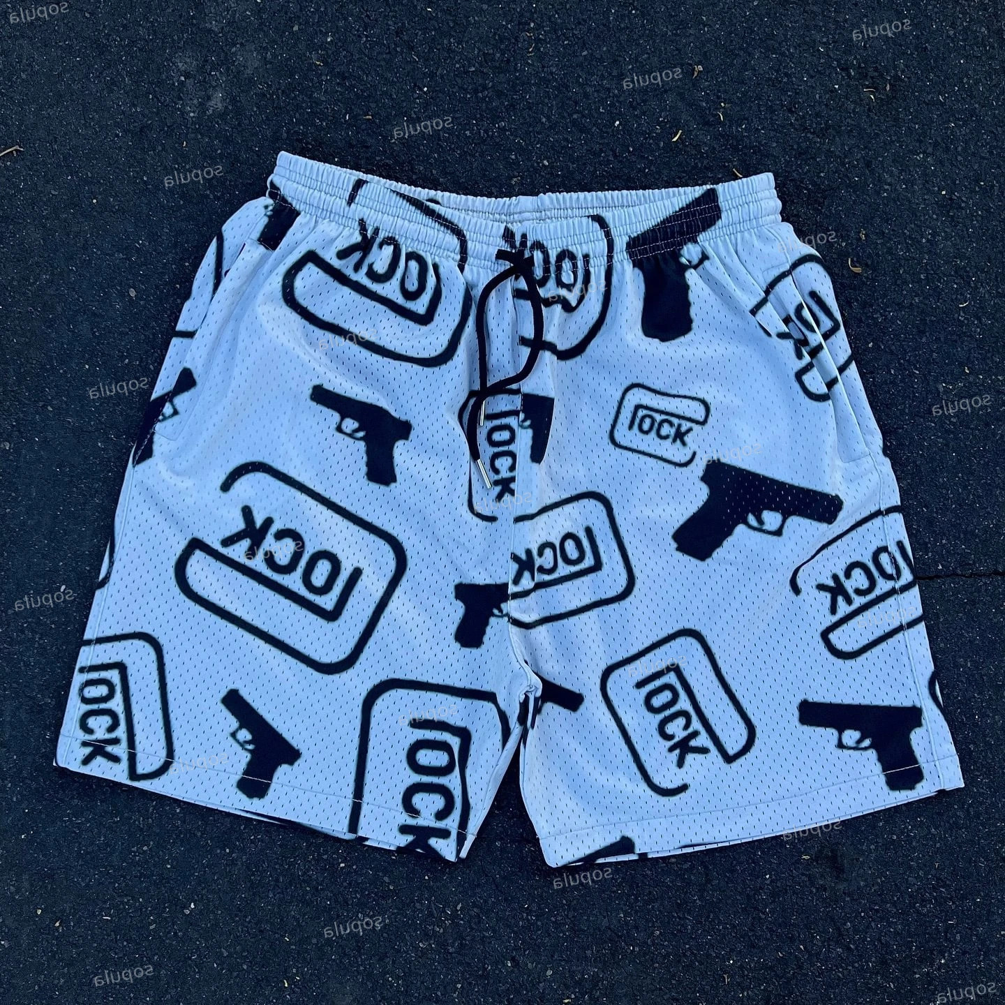 Sport Training Breathable Fashionable Shorts Mens Casual Fun Pistol Pattern Print Street Shorts Quick-drying Streetwear 251213