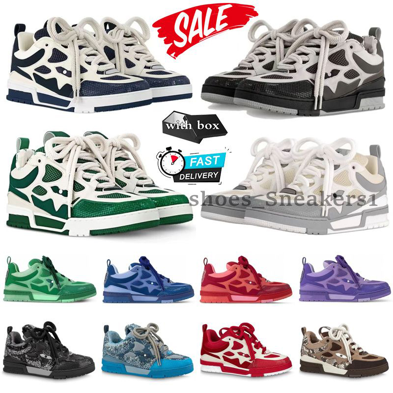 Designer Shoes Skate Shoes Sneakers Luxury Trainers Men Women Casual Shoes Top quality Calfskin Platform Skates Trainers Leather Double shoelaces Sneaker