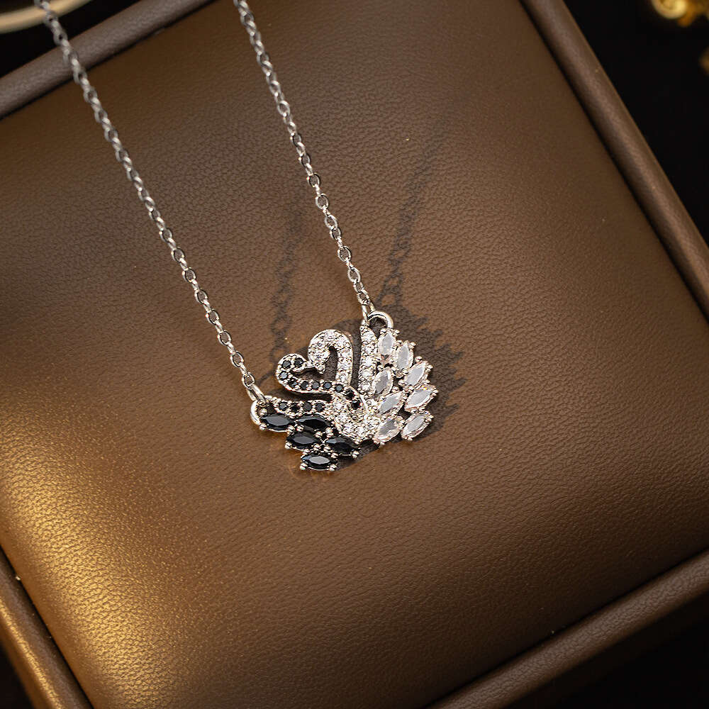 Titanium Steel Fashion Hot-Selling Crystal Swan For Women, Simple Pendant, New Light Luxury Sweater Chain Necklace