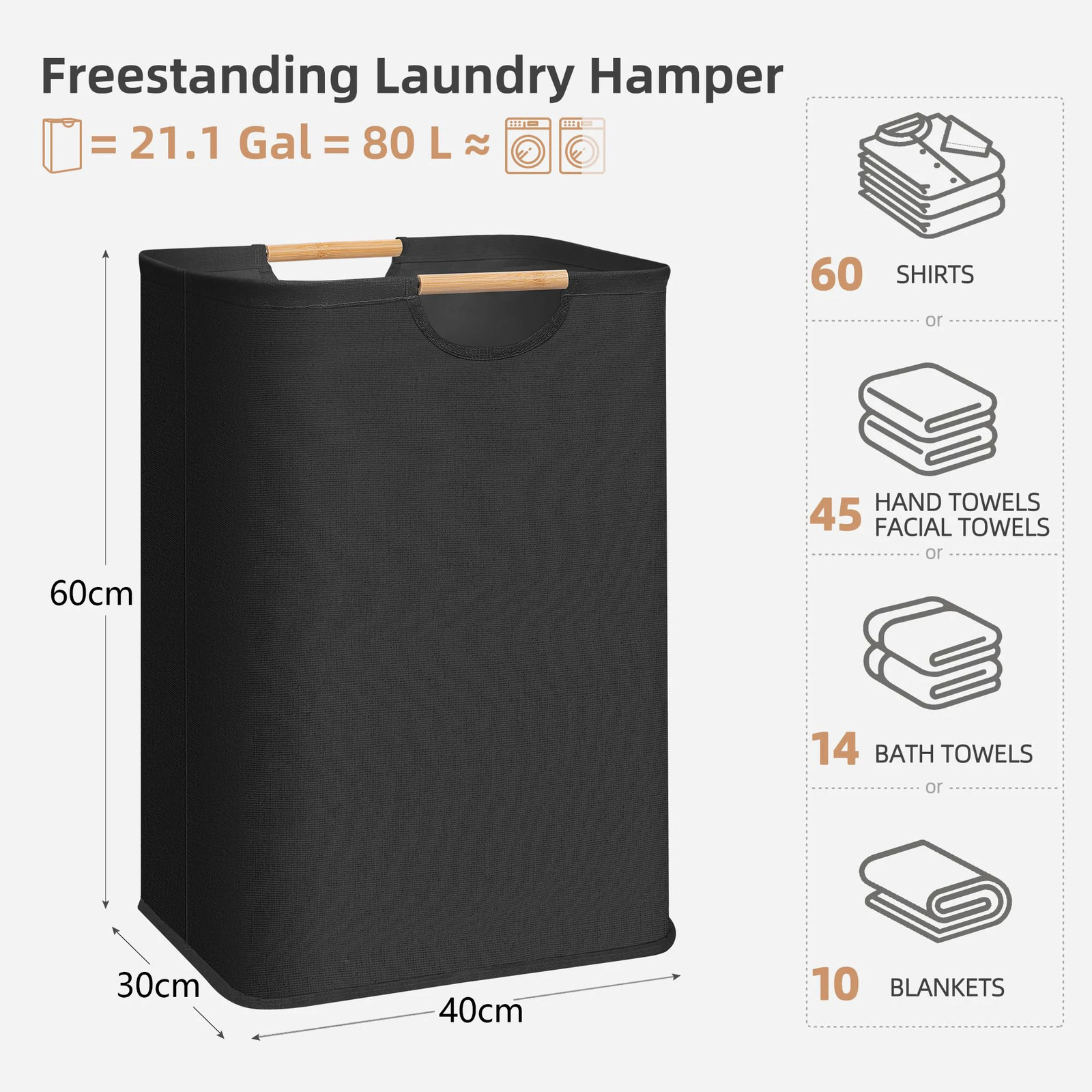 Large Capacity Laundry Basket Portable Dirty Clothes Storage Basket With Handle Black Durable Linen Foldable Laundry Basket 251216
