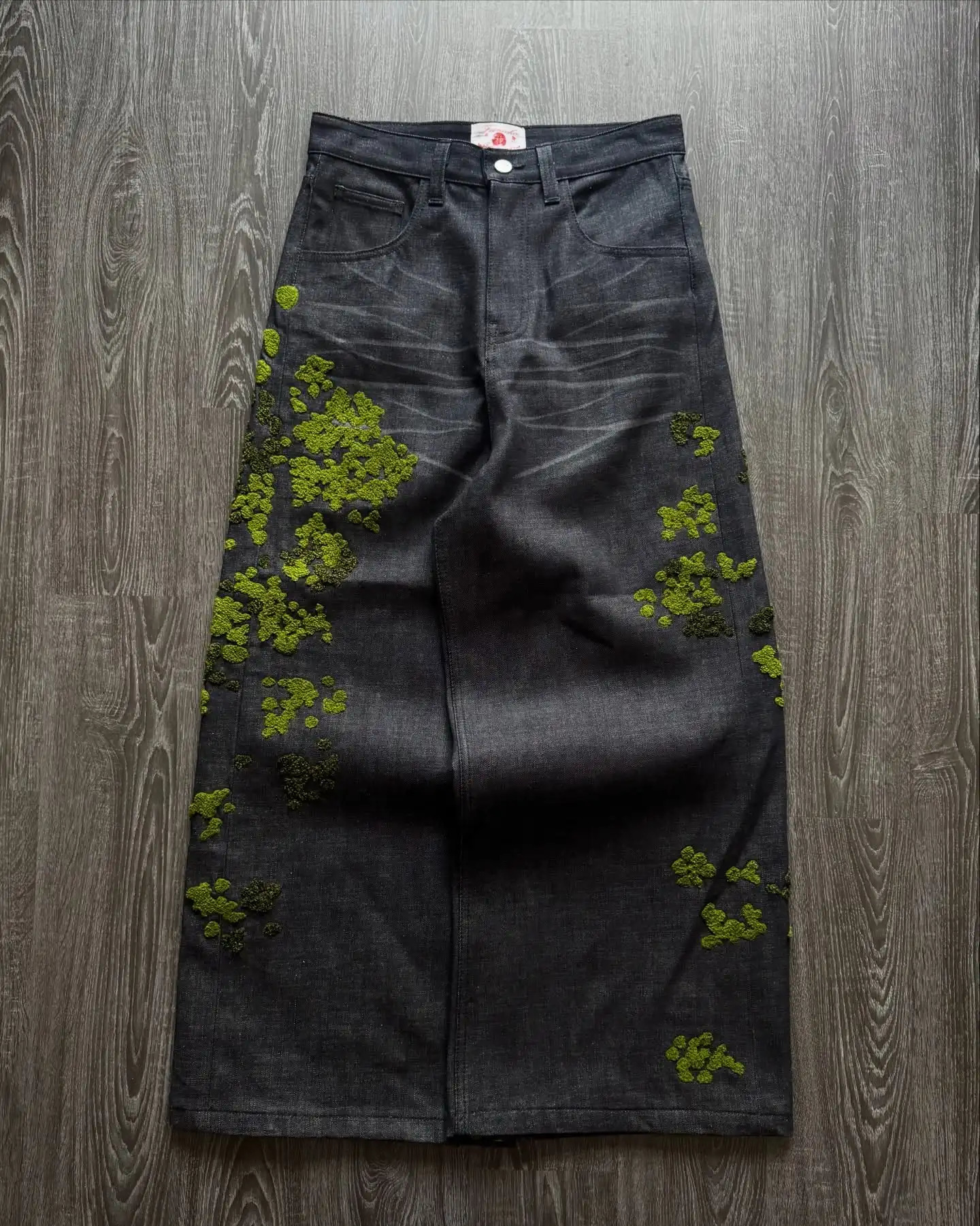 Y2K Vintage Baggy jeans vein bloom selvedge Denim Pants men and women denim fabric American Hiphop Streetwear Wide Leg Jeans 251218 - view 7