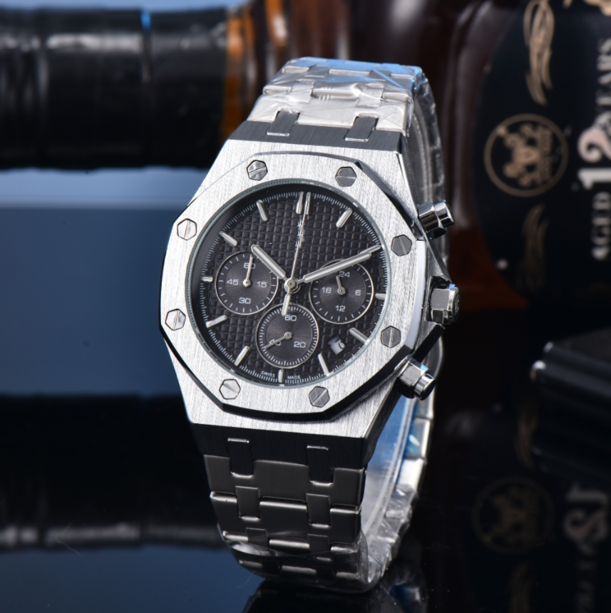 NEW Men Top luxury APity Quartz Movement 6 needles ROYALOAKity Watches Sports women Chronograph Watch Circle Stainless steel wristwatch #85