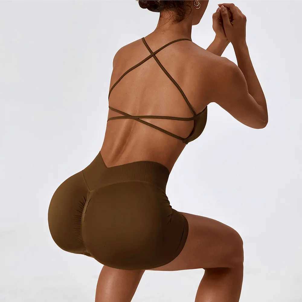 Seamless Yoga Set Gym Suits With Shorts Crop Top Sexy Bra Womens Pants 2 Pieces Set Running Workout Outfit Fitness Clothingt251219