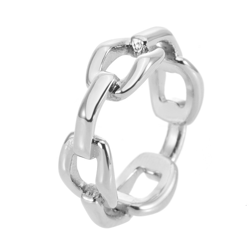 Luxury Brand Designer Jewelry European And American Style Minimalist Titanium Steel 18K Gold Plated Chain Hollow Ring Women's Tail Ring Jewelry L