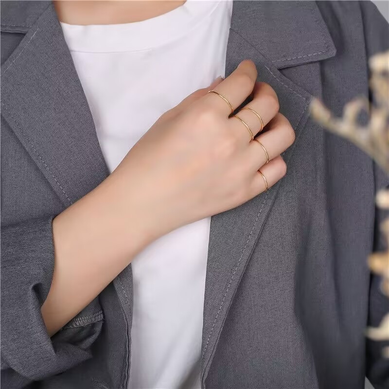 Jewellery Ring Designer Fine S925 Sterling Silver Korean Fashion Glossy Line Band Size 4 14 for Minimalist Daily Wear and Gift High Quality - view 4