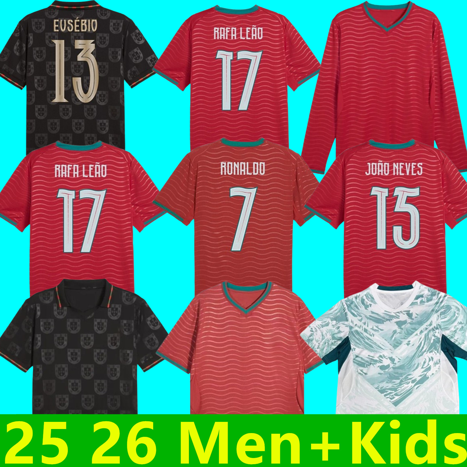 25 26 World Cup Soccer Jerseys Portuguesa Ronaldo JOAO FELIX BERNARDO B. FERNANDES PEPE JOAO NEVES VITINHA 2025 2026 Maillot Portugal Football Shirt Team Men Kids Kit