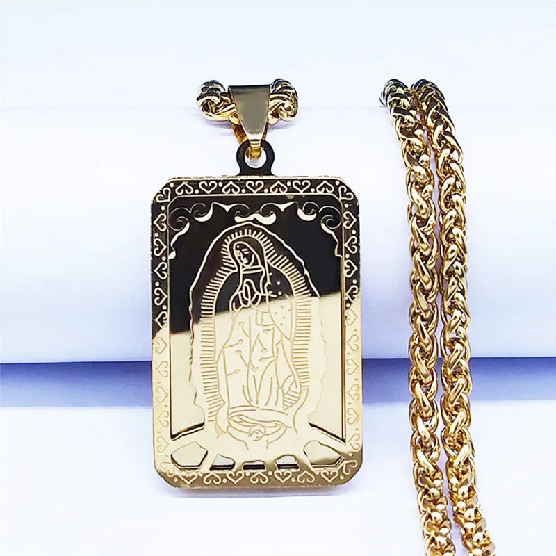 HNSP 316L Stainless Steel Virgin Mary Medal Necklace Pendant For Men Religion Christian Catholic Jewelry Accessories Gift 251219