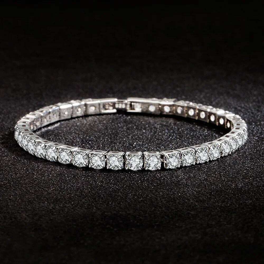 S925 Sterling Silver Bracelet Zirconia Tennis Ball Women Fashion Simple Engagement Wedding Charm Jewelry 4mm 16-20cm 26H0205 26H0205
