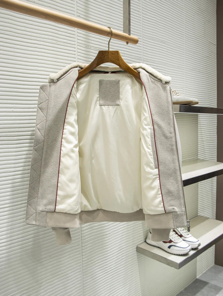 Italian highend detachable wool standup collar thickened warm casual mens jacket 251219