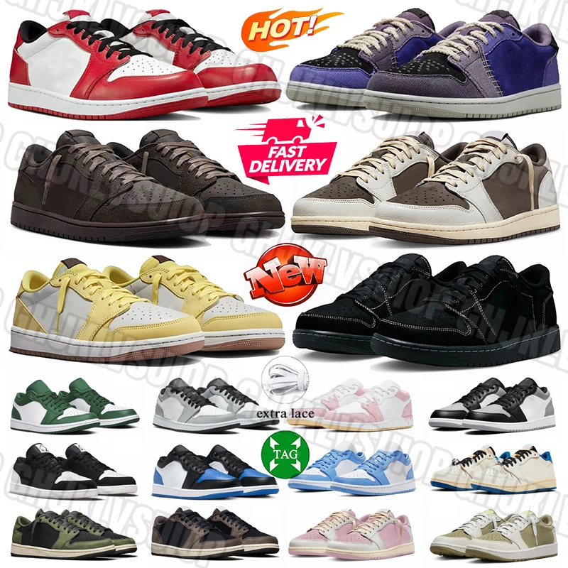 Designer Low 1 1s Basketball shoes Reverse Mocha Leather rubber Mens sneakers Sail Military Blue Chicago Brown Voodoo Womens Outdoor Sport trainers