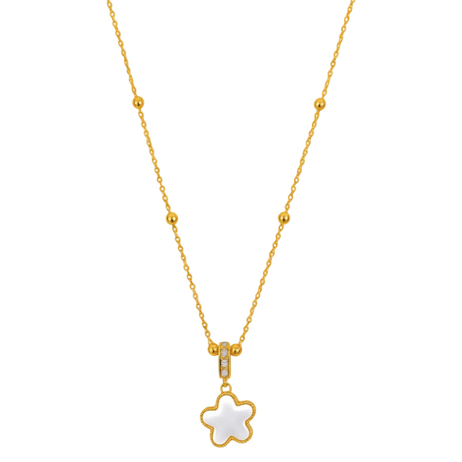 Metal Oil Drop Beaded Double-Sided Flower Necklace Exquisite Elegant Everyday Versatile Collarbone Light Luxury Niche Sweater Chain - view 9