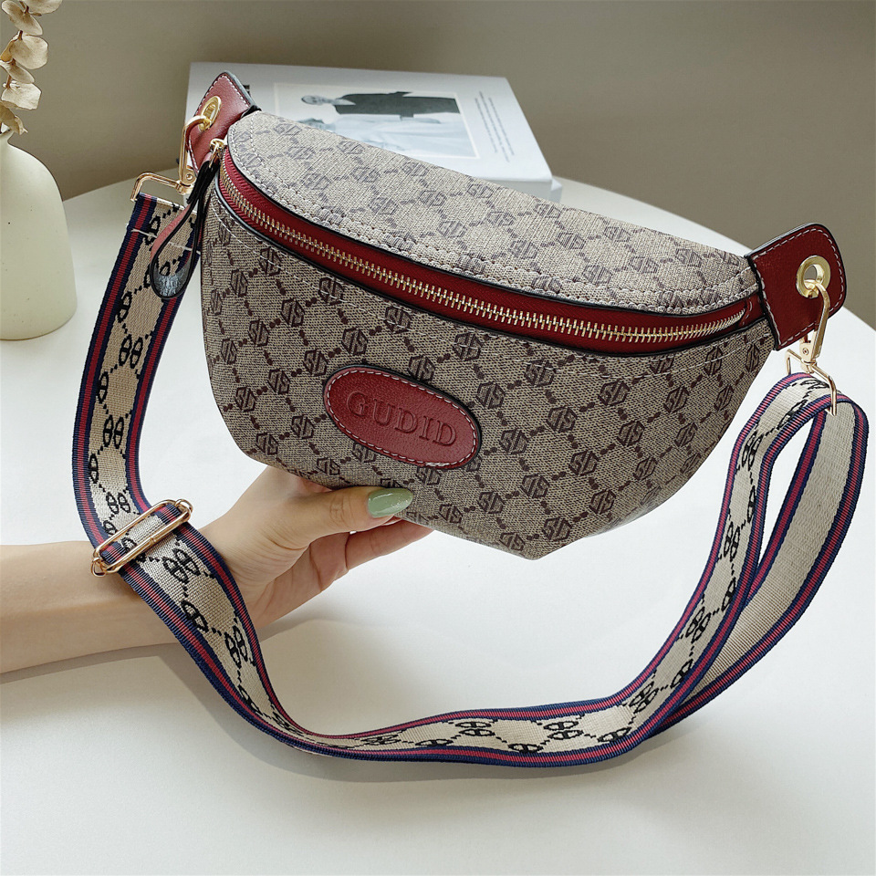 Fashion Retro Women's Chest Bag, High-Quality Shoulder Bag, Crossbody Bag, Designer Handbag, Luxury Crossbody Bag, Printed Color-Block Tote Bag