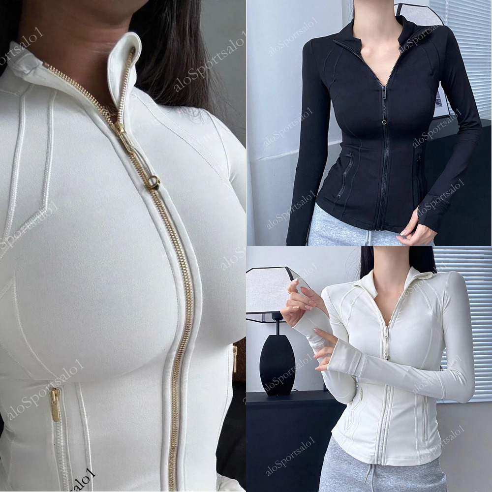 Women's Yoga Long Clothes Sleeves Jacket Outfit Solid Color Nude Sports Shaping Waist Fitness Jogging Sportswear For Lady Gym Leggings aloSportsalo3