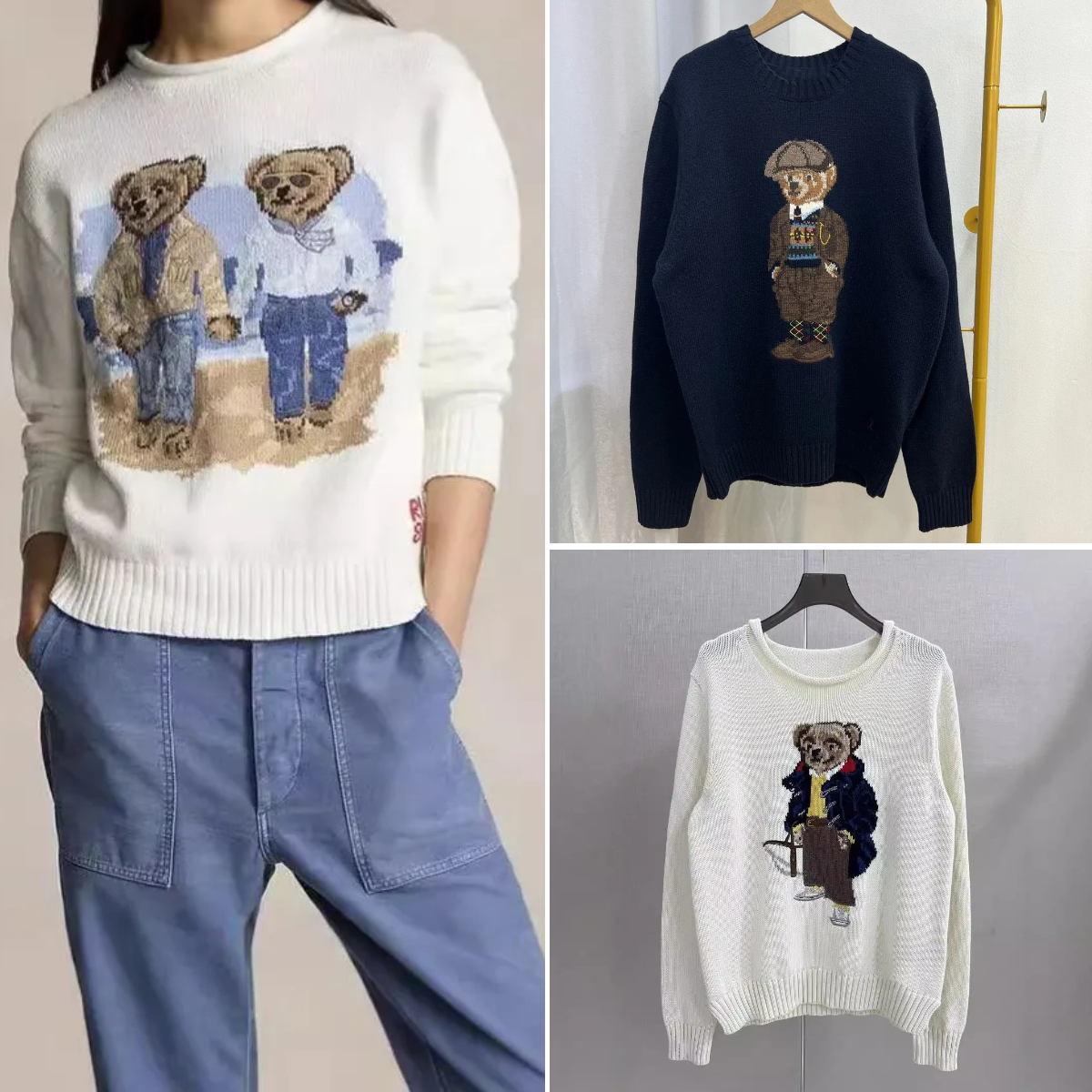 Designer Women's Sweater Women Bear Mens Sweater Rals Women Sweater Bear Long Sleeve Knitted Sweater Pullover Letter Embroidery Sweatshirts Womens Jumpers 2026