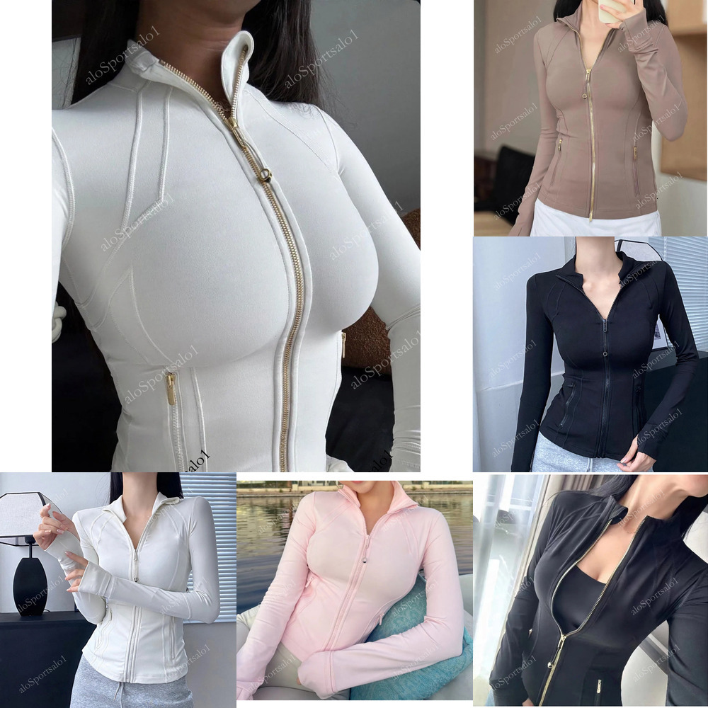 Women's Yoga Long Clothes Sleeves Jacket Outfit Solid Color Nude Sports Shaping Waist Fitness Jogging Sportswear For Lady Gym Leggings aloSportsalo2