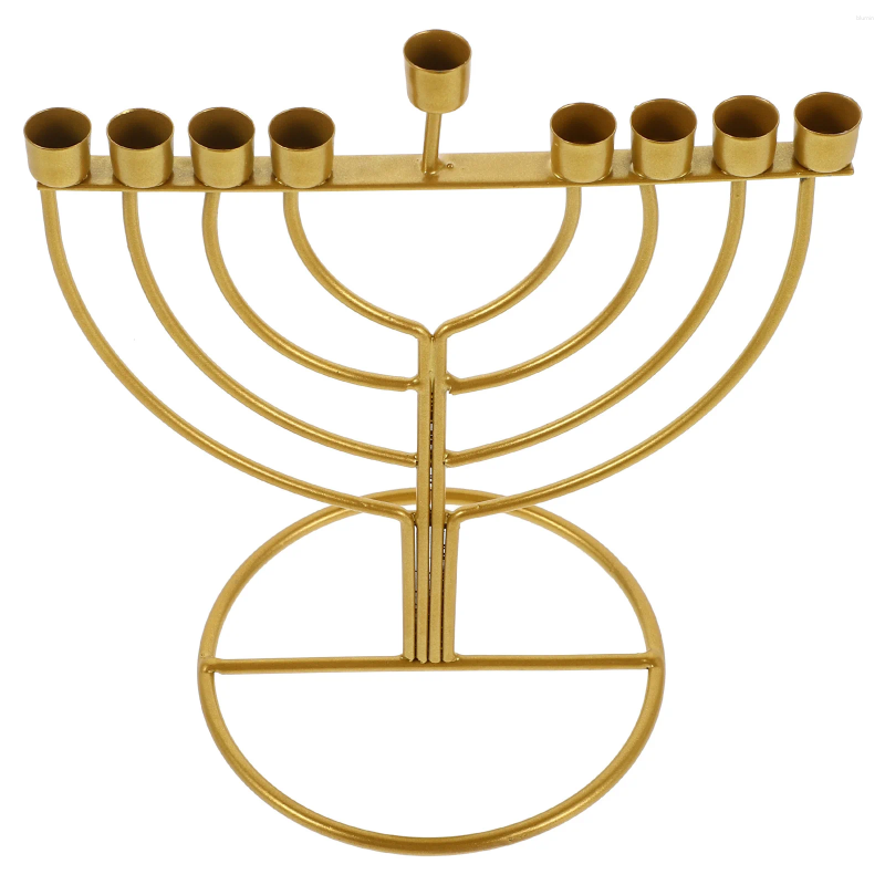 Candle Holders Hanukkah Menorah Holder 9-Branch Alloy Pillar Stand Tabletop Vintage Candelabrum Festival Candlestick Decor H260310