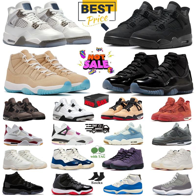 with box design 4s 11s Basketball Shoes men women sneakers 2025 Black Cat Gamma Blue Blue Chill H Town Classic Breathable Daily Outfit Sports Shoes size 36-47