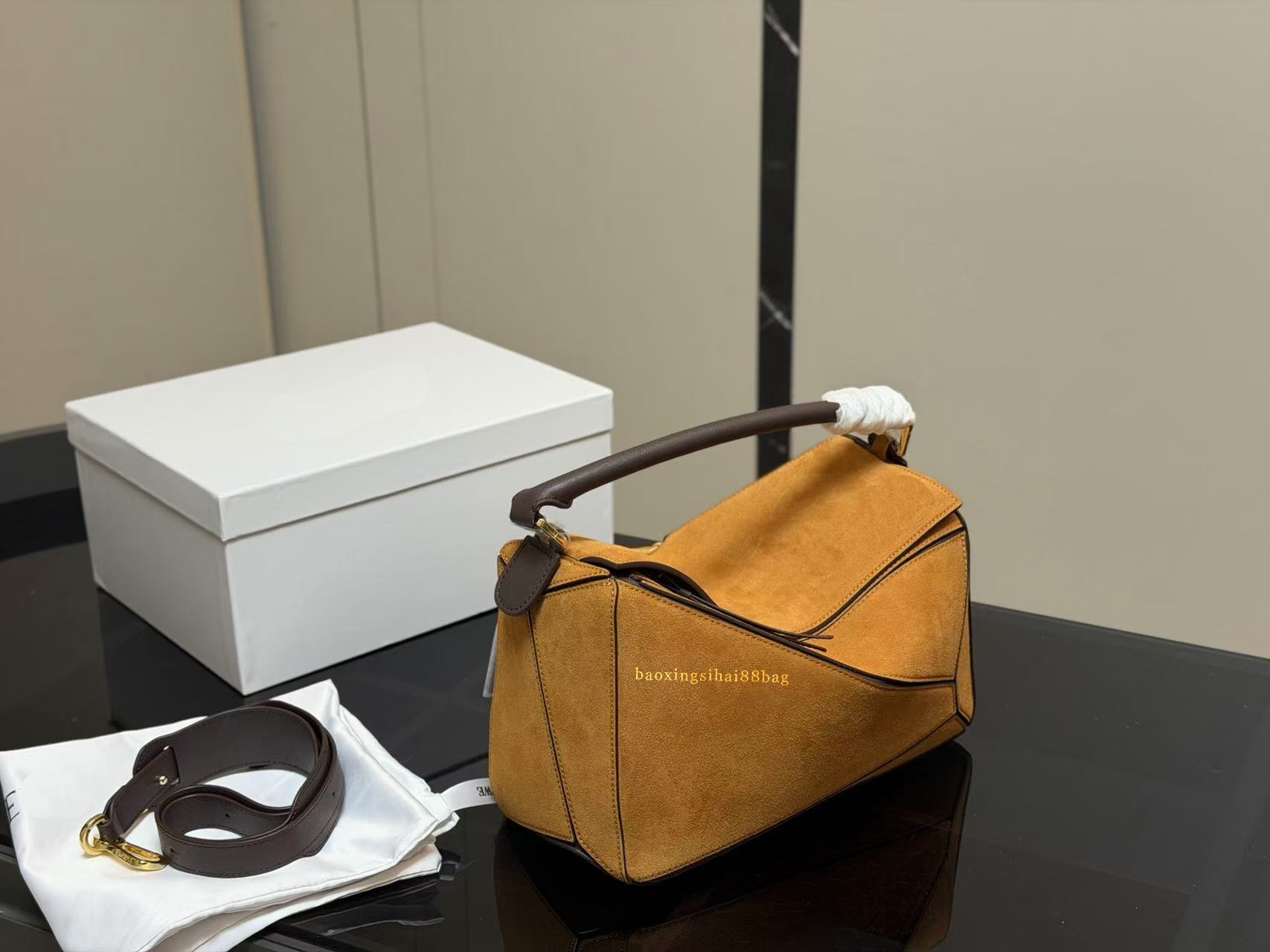 Women's beach designer cross-back bag with top handle, high-quality genuine leather, creative puzzle design, shoulder bag with two straps, fashionable handbag, bag.