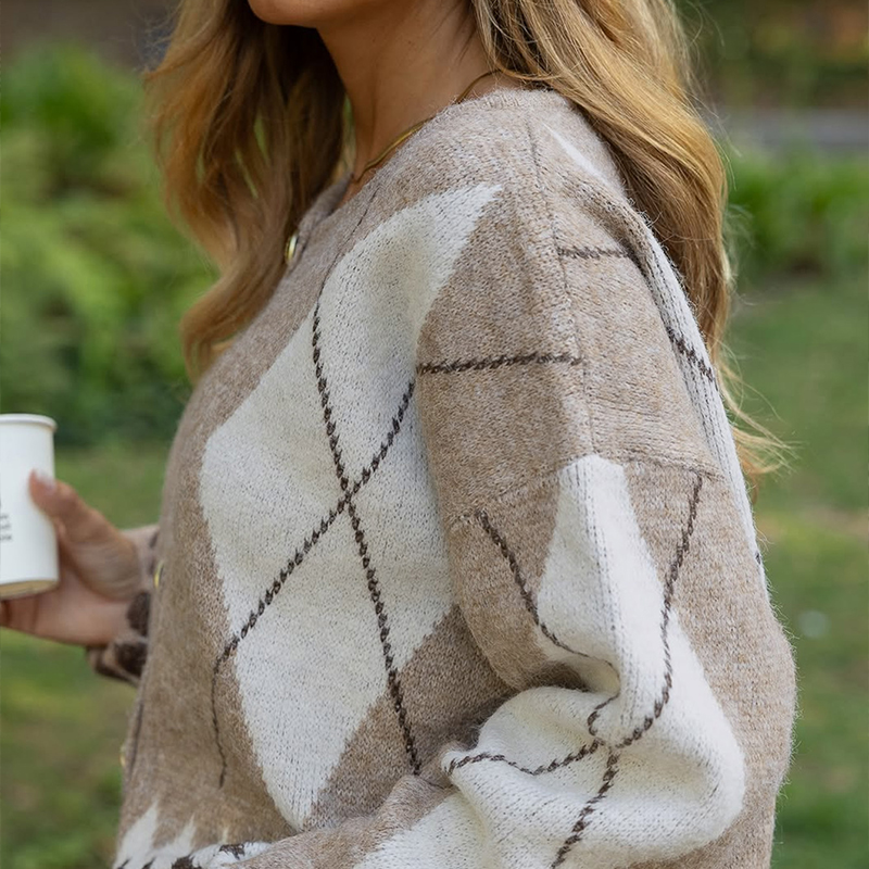 Women's leopard print sweater for autumn and winter, round neck, long sleeves, cardigan, leopard print jacquard.TVL141